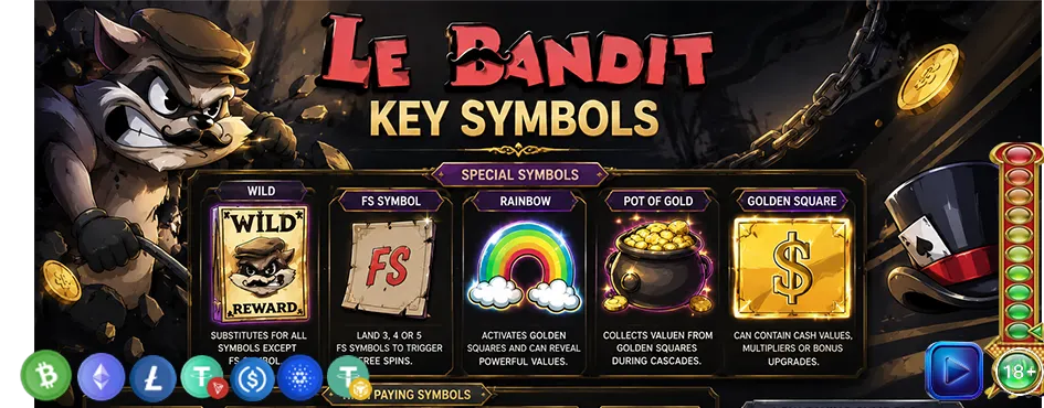 Rainbow ve Pot of Gold – Le Bandit özel sembolleri